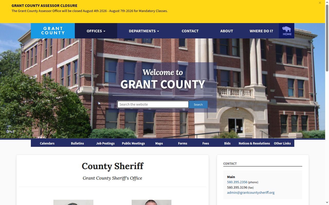 Grant County Sheriff page with no 24-hour release feed