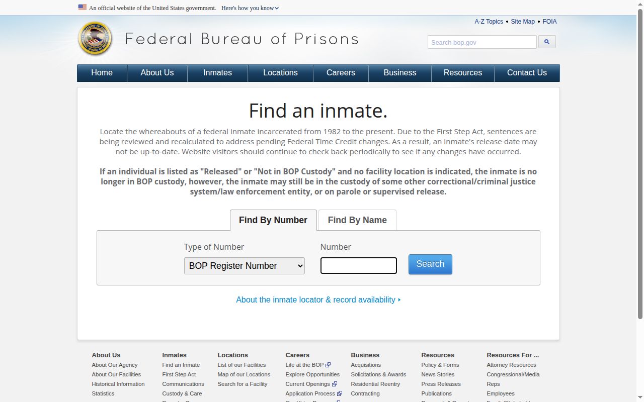 Federal lookup for a former prisoner released from Grant County related custody